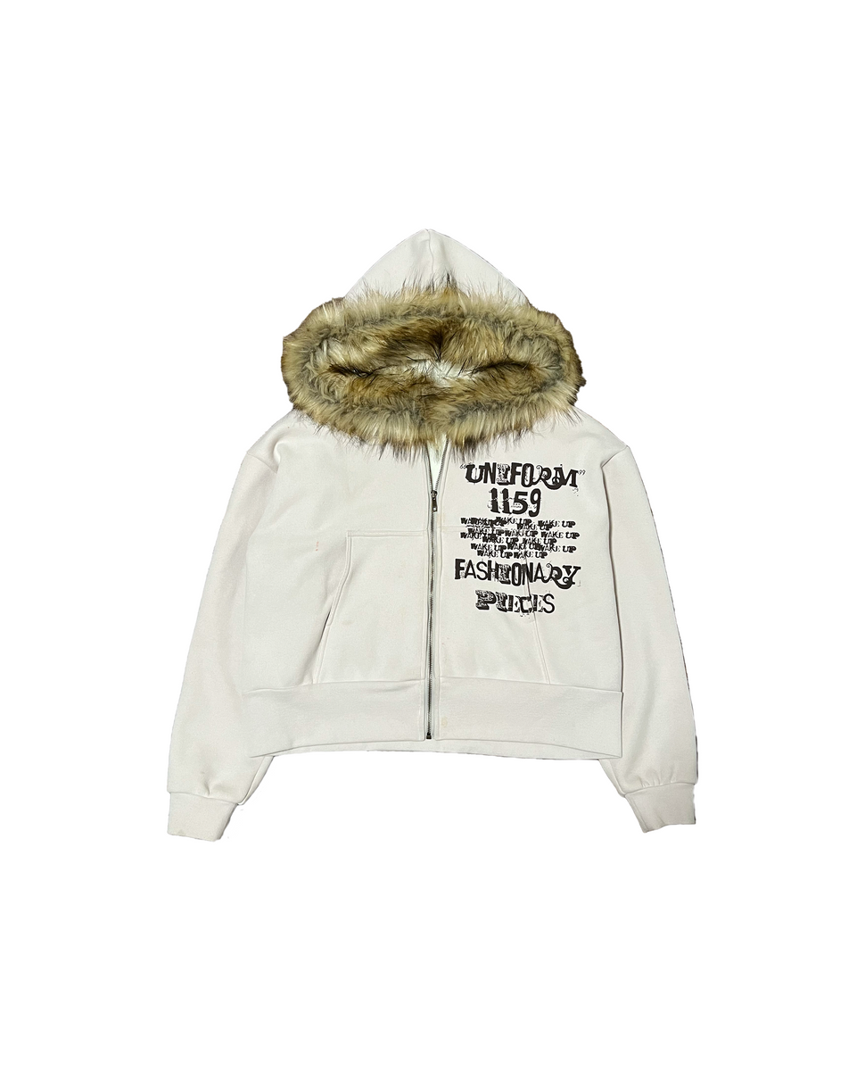 Cream Fur Zip Up – fashionarypieces