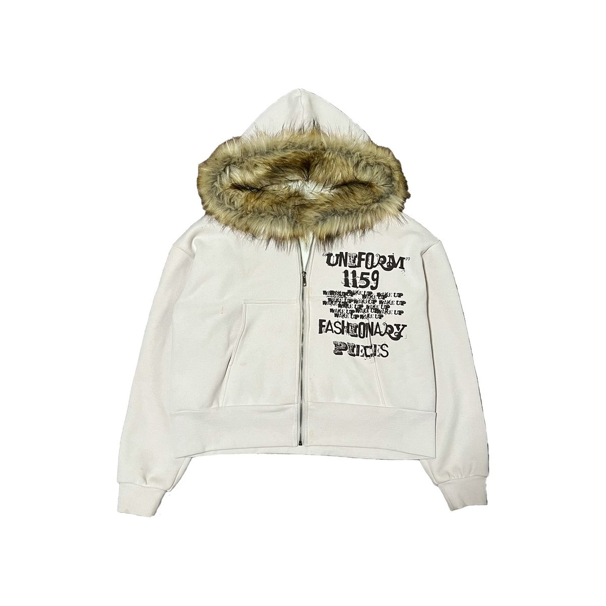 Cream Fur Zip Up